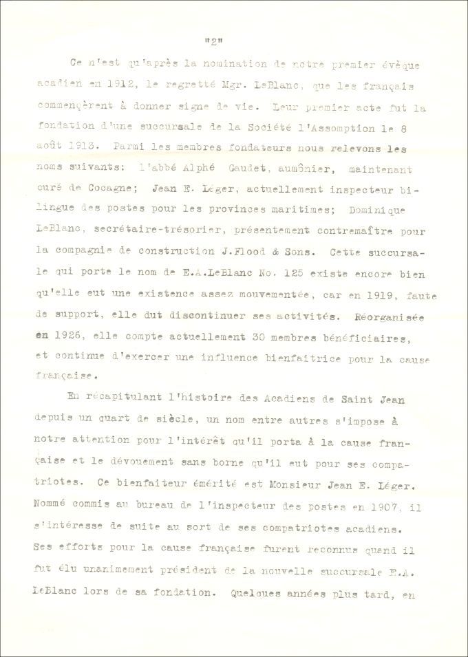 The Acadians from the county and the City of Saint John, N.B.