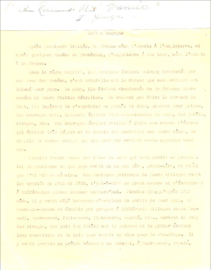 Célina Bourque's memoirs