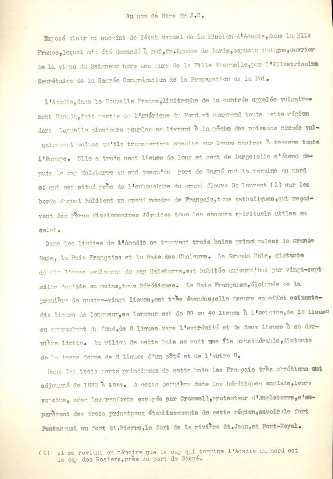 Actual state of Acadie, 1656