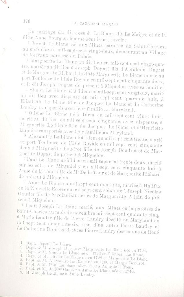 Déclaration de la famille de Joseph LeBlanc dit LeMaigre, Belle-Île-en-Mer, 1767