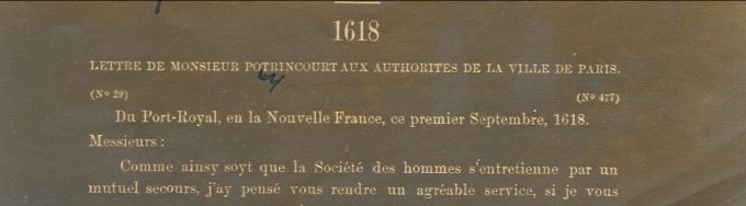 Letter from Biencourt to the city of Paris' authorities, 1618