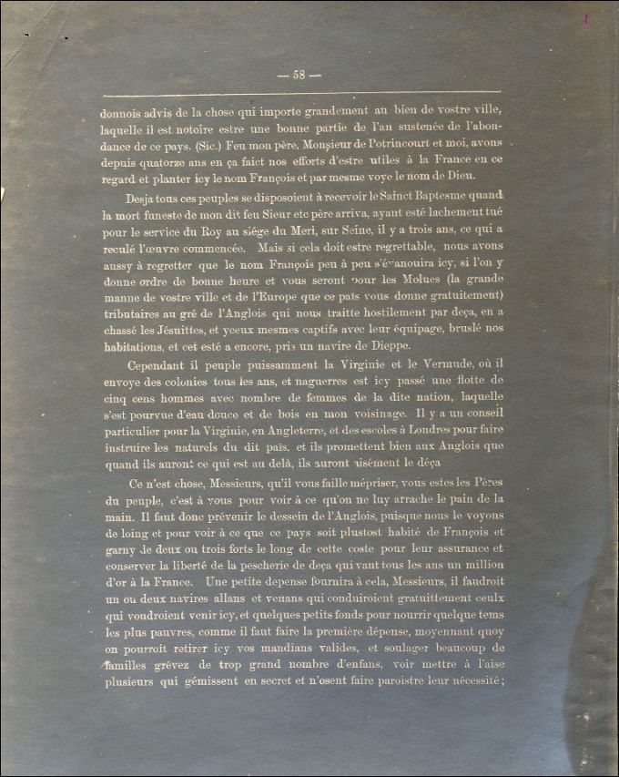 Letter from Biencourt to the city of Paris' authorities, 1618