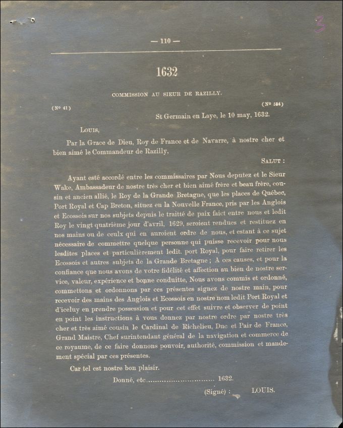 A Louis XIII commission granted to Isaac de Razilly, 1632