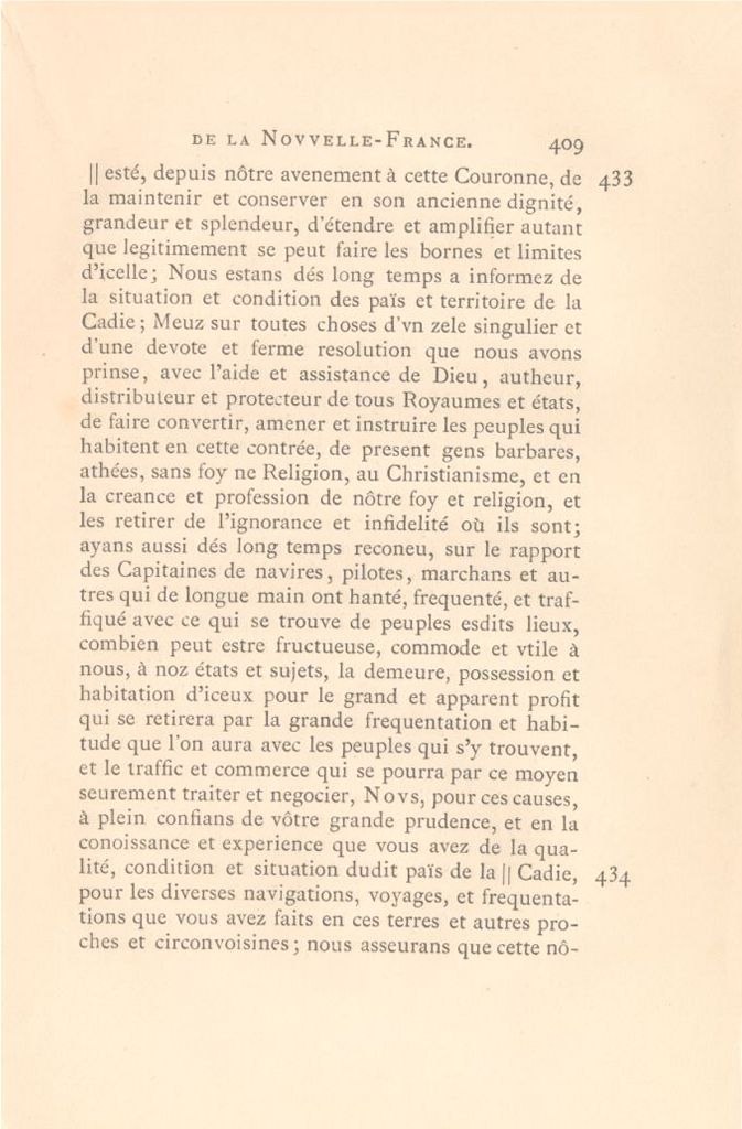 King's commission to sieur de Mons