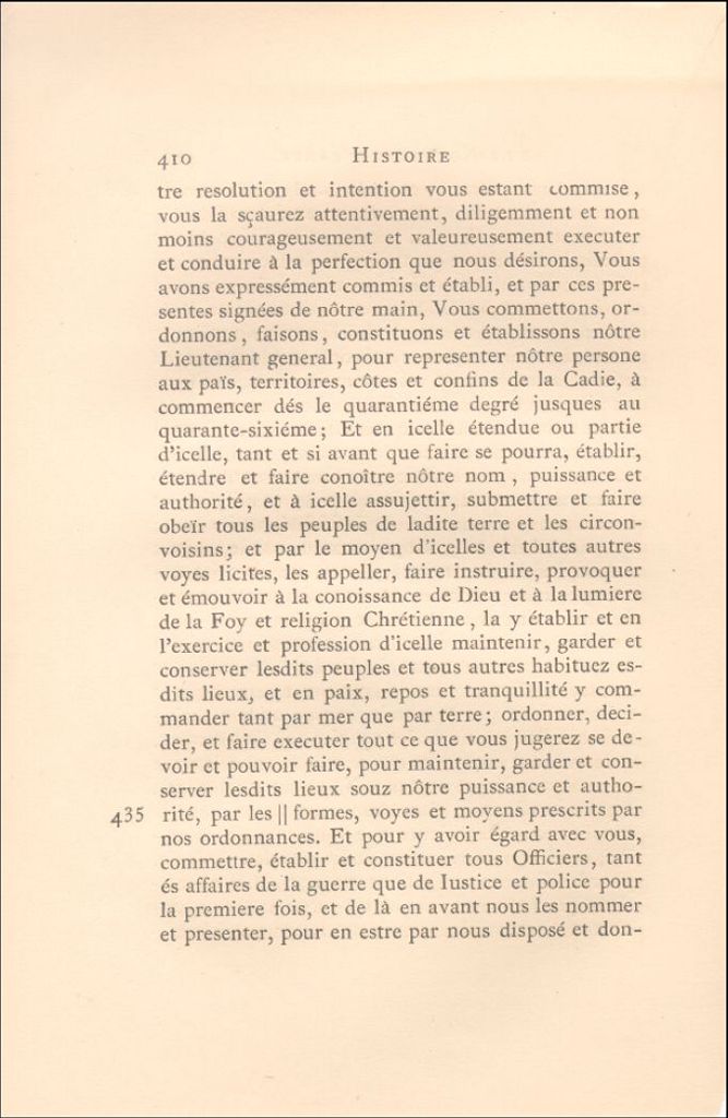 King's commission to sieur de Mons