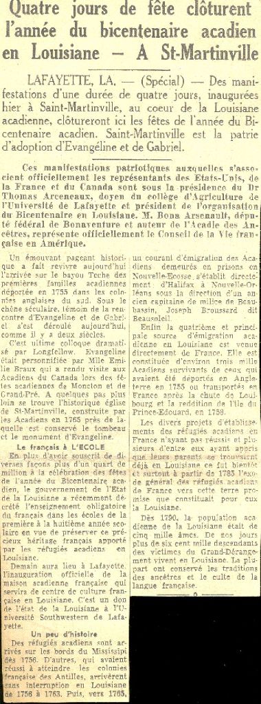 Bicentennial of the Deportation of the Acadians, Louisiana