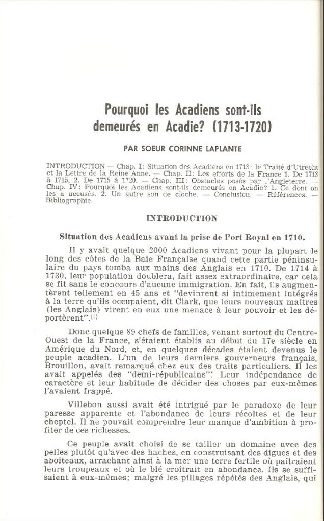 Why did the Acadians stay in Acadie? (1713-1720)