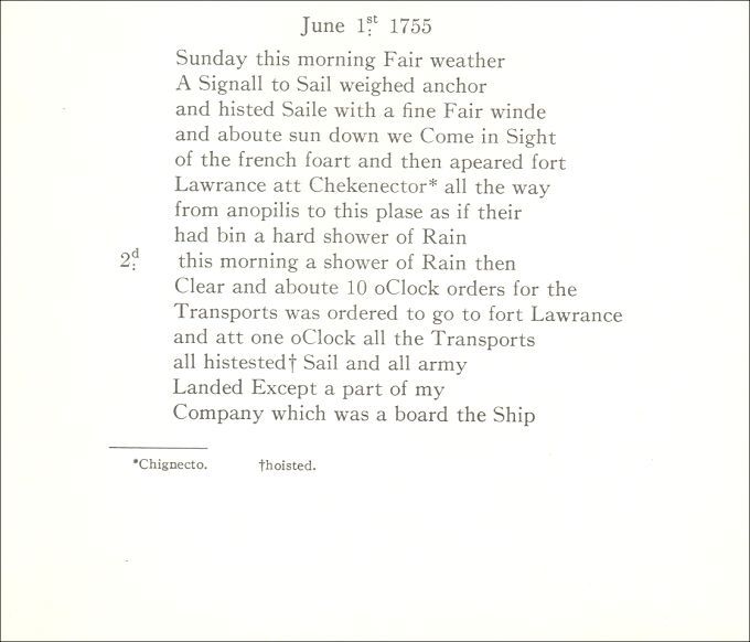 Abijah Willard's journal, 1755