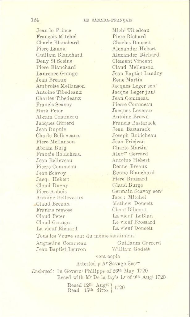 Pétition, Annapolis-Royal, 1720