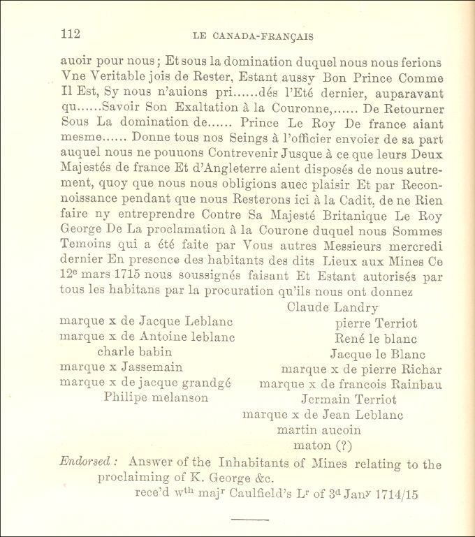 Serment d'allégeance, Mines, 1715
