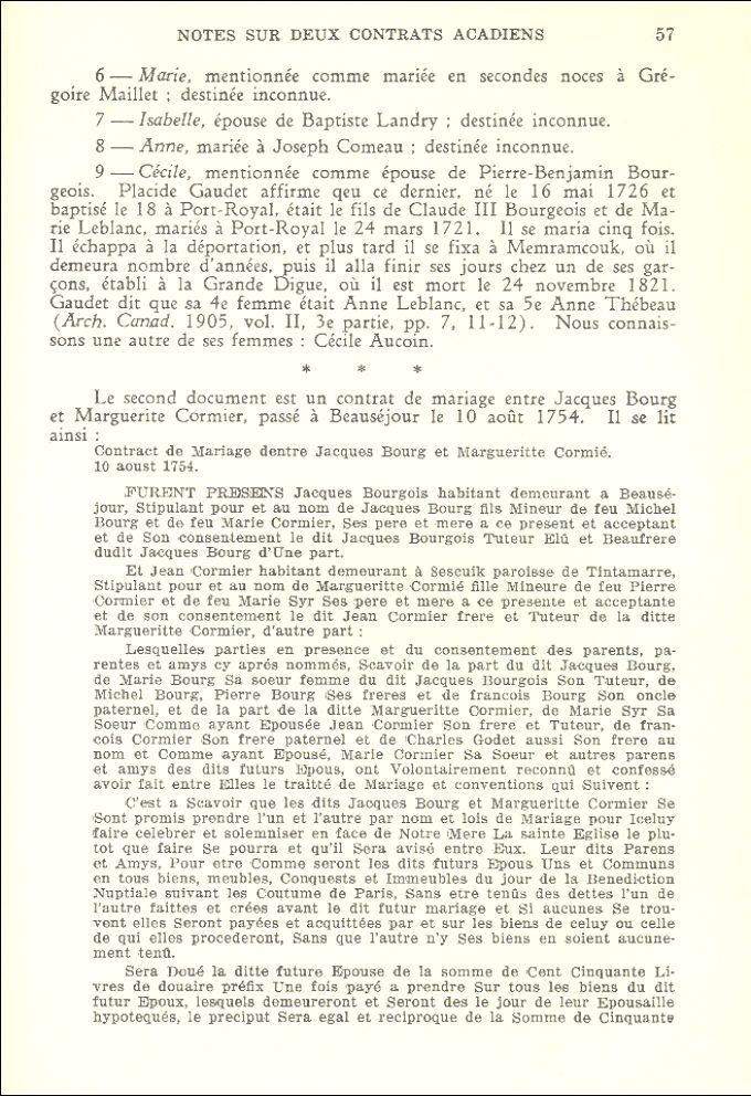 Acadian contracts, Fort Beauséjour, 1754