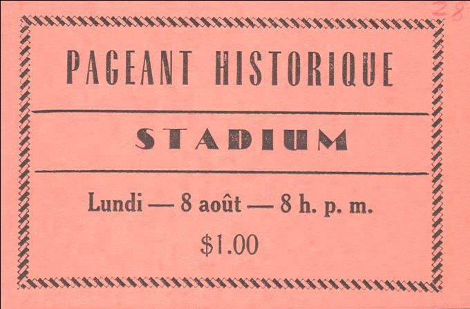 Admission ticket, bicentennial festivities, Moncton, 1955