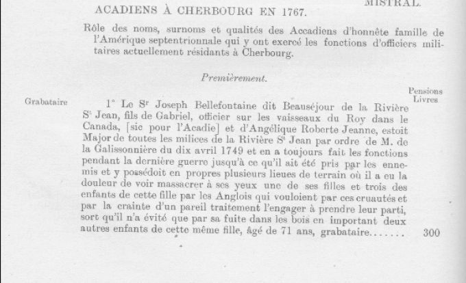 Joseph Godin dit Bellefontaine, Cherbourg, 1767