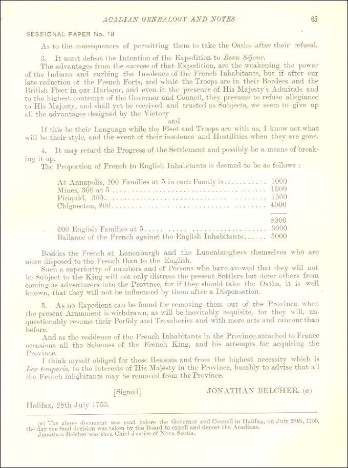 Avis de Belcher, 1755