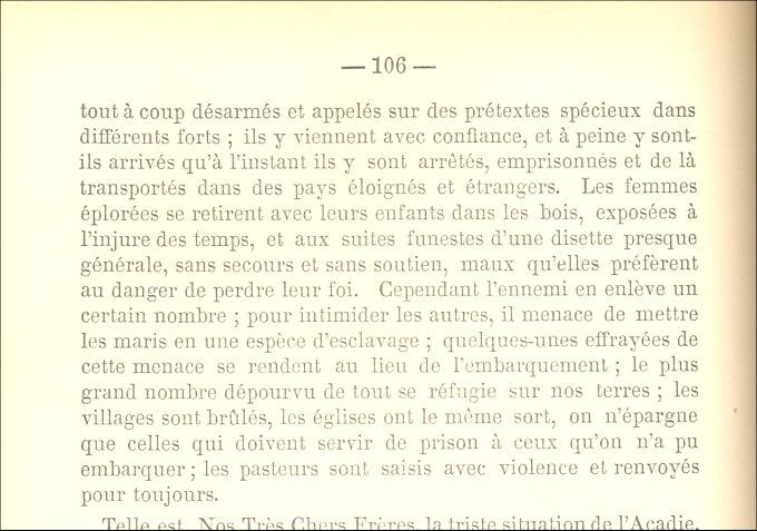 Public prayers, Deportation of the Acadians, 1756