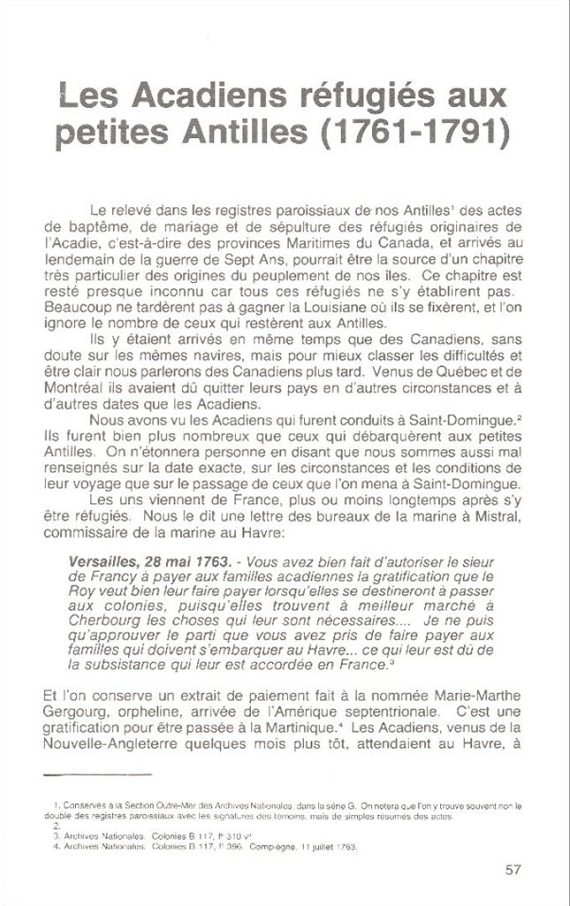 Les Acadiens réfugiés aux petites Antilles (1761-1791)