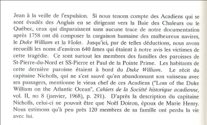 Acadiens sur le «&nbsp;Duke William&nbsp;» et le «&nbsp;Violet&nbsp;»