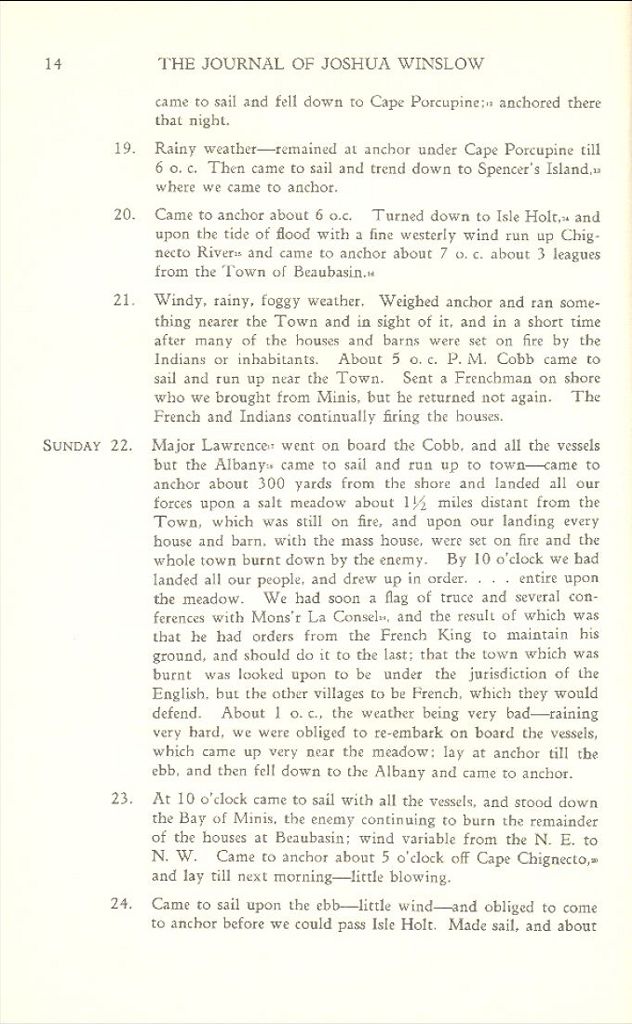 Joshua Winslow's journal, 1750