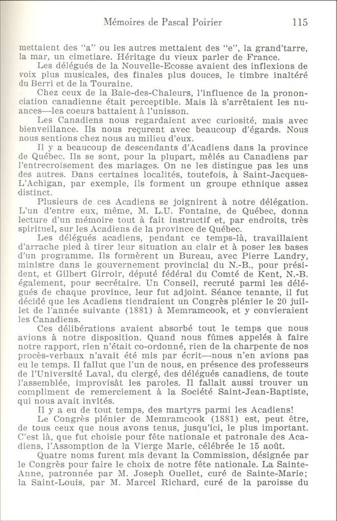 National conventions of Memramcook and Miscouche