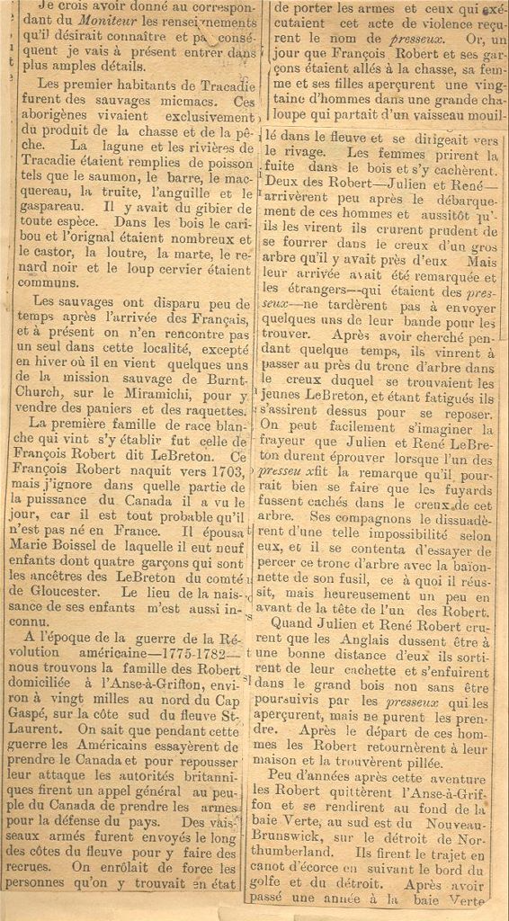 The Bastarache, pioneers of Tracadie, N.B.