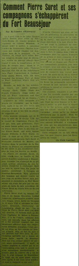 How Pierre Suret and his friends escaped from Fort Beauséjour