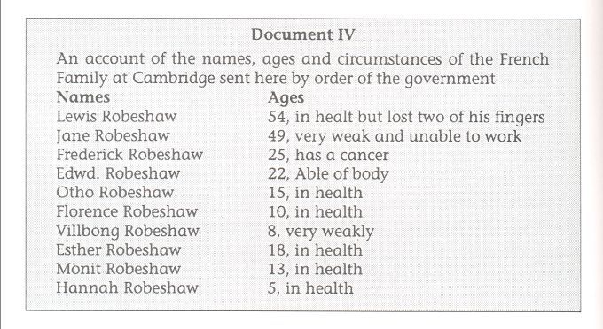 Status of Louis Robichaud's family, 1757