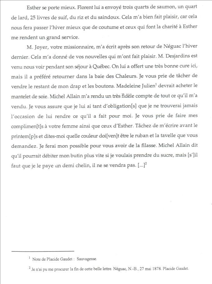 Letter from Vénérande Robichaud to Otho Robichaud, 1799