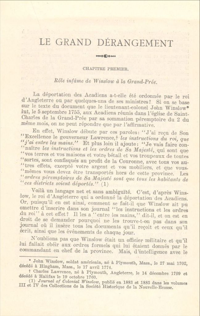 Excerpt from the book "Le Grand Dérangement&nbsp;:   sur qui retombe..."