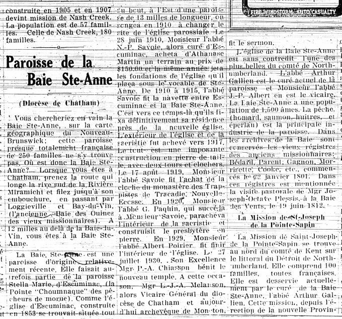 The parish of Baie Sainte-Anne