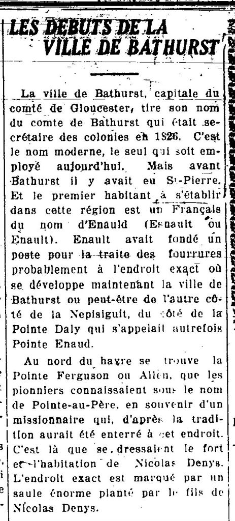 The the town of Bathurst's first years 