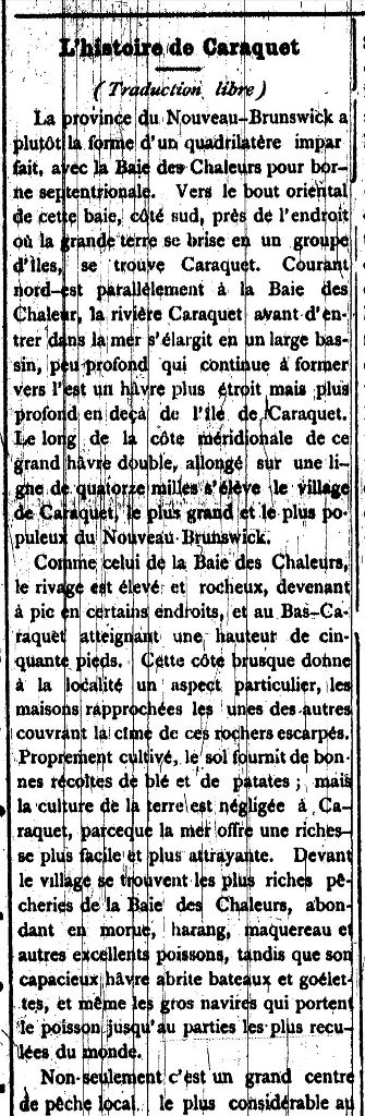 The history of Caraquet