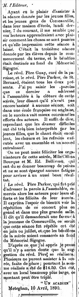 News from Comeauville, N.S.