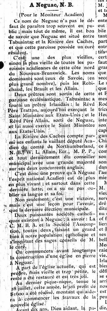In Neguac, N.B.