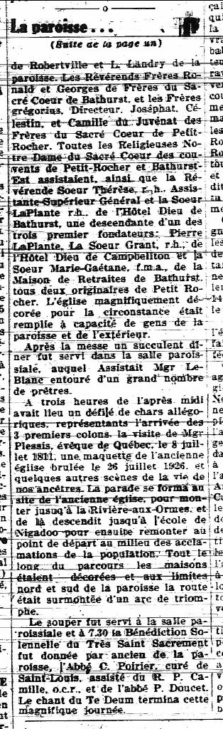 The village of Petit-Rocher and the 150th anniversary of its foundation