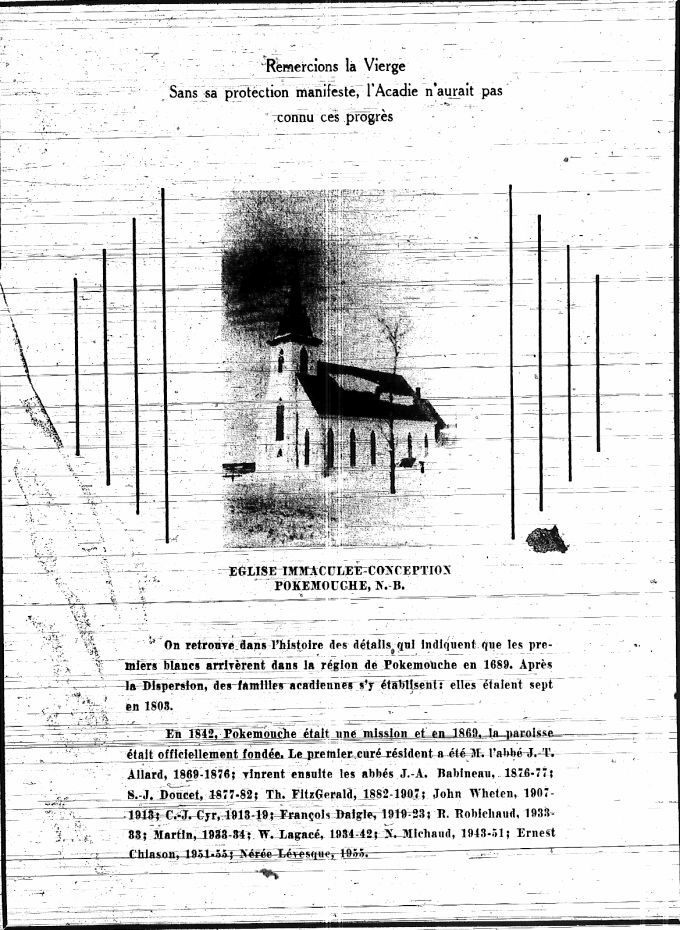 History of the Immaculée-Conception parish, Pokemouche, N.B.