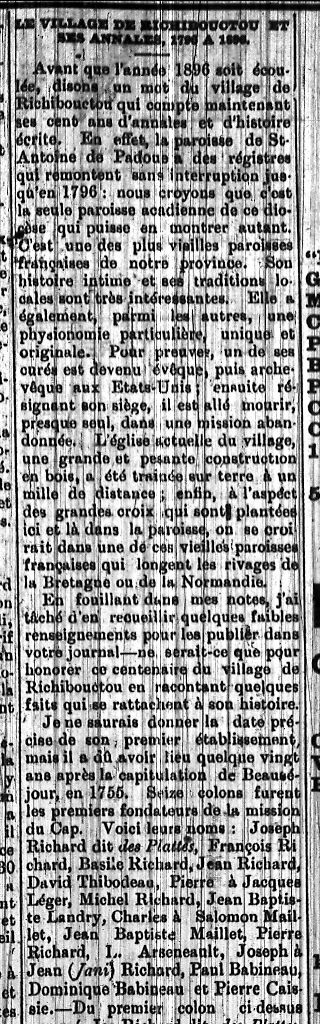 The history of the village of Richibouctou, 1796 to 1896