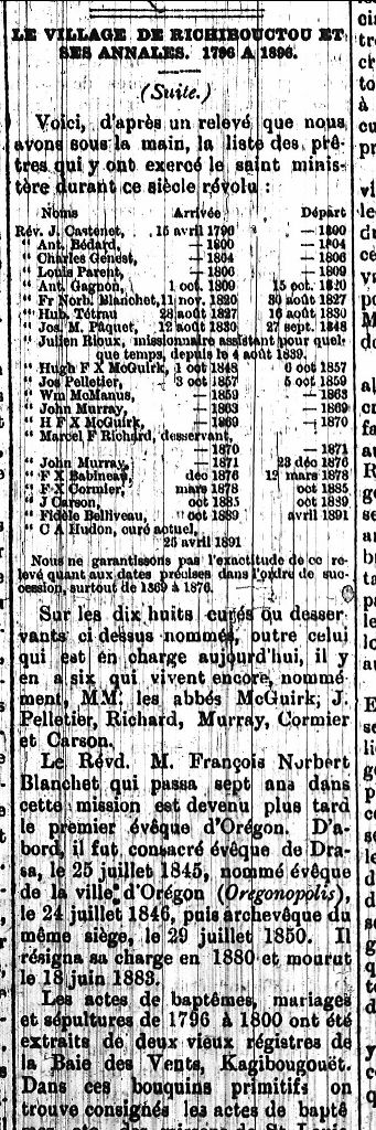 The history of the village of Richibouctou, 1796 to 1896