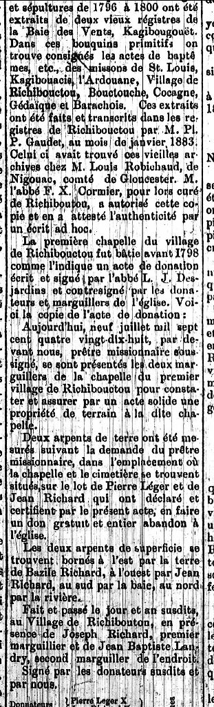 Le village de Richibouctou et ses annales, 1796 à 1896