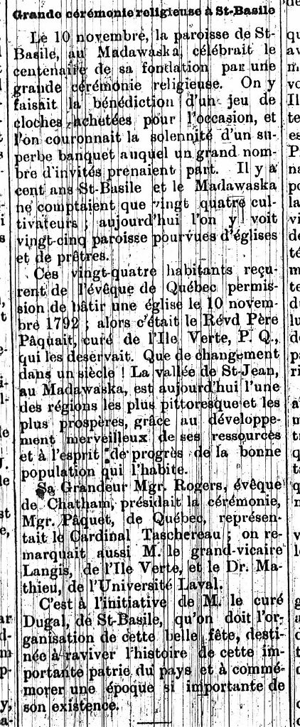 Grande cérémonie religieuse à St-Basile