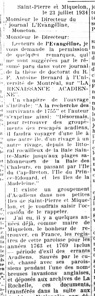 The situation of the Acadians at Saint-Pierre et Miquelon