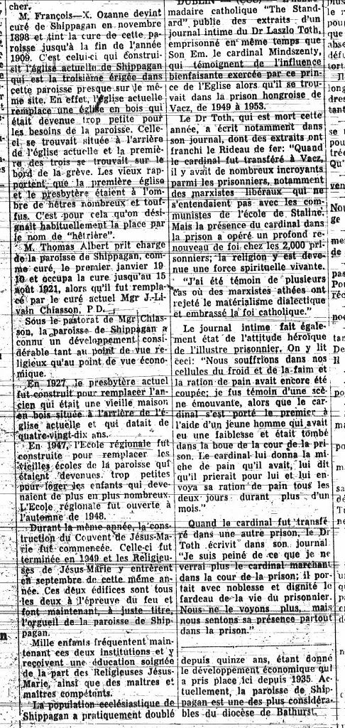 Historique de la paroisse de Shippagan depuis sa fondation