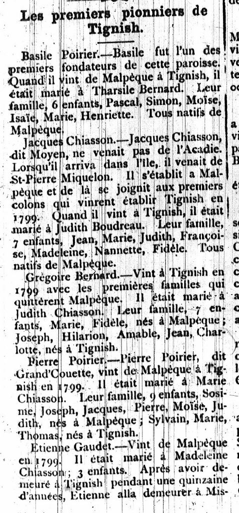 The pioneers of Tignish