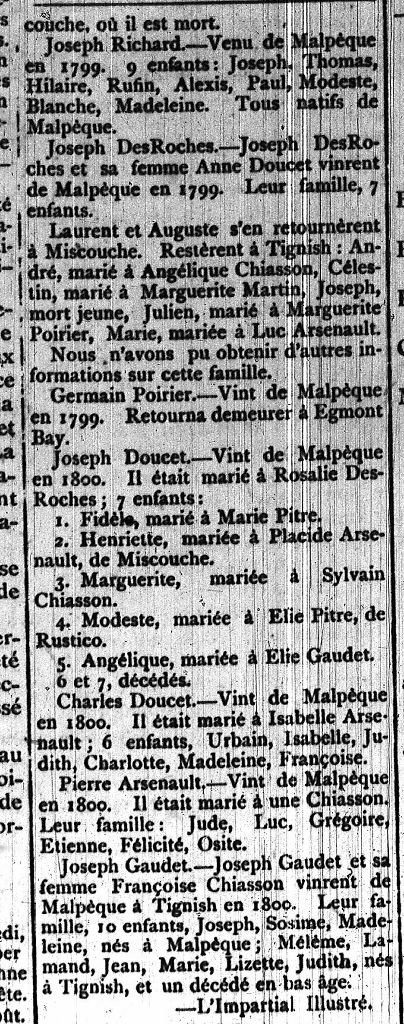 Les premiers pionniers de Tignish