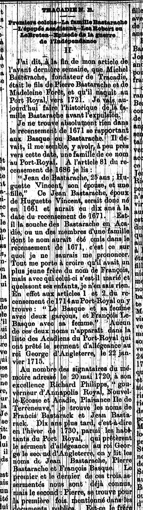 Historical notes concerning Tracadie-Sheila, N.B.