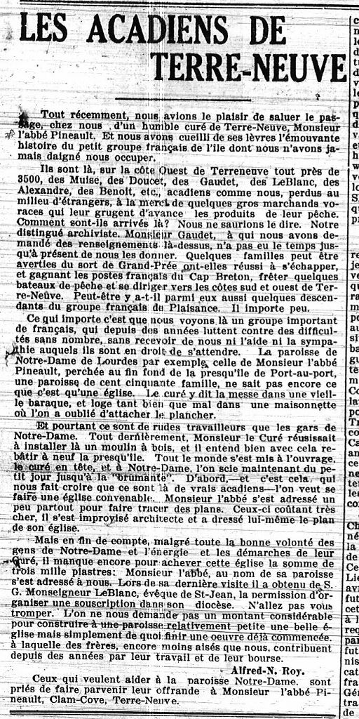 The Acadians in Newfoundland