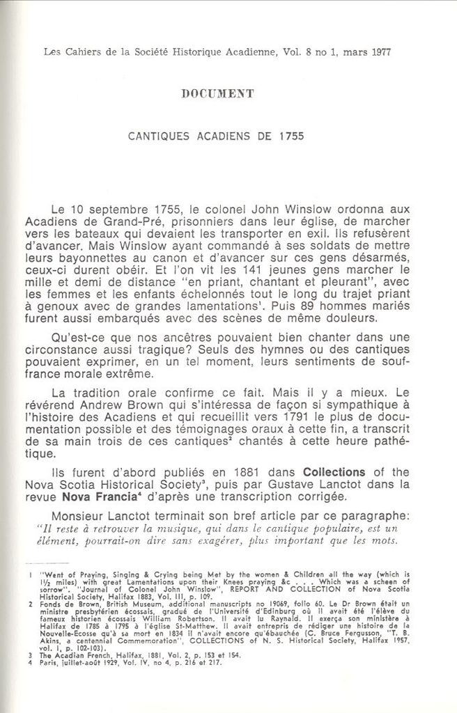 Cantiques acadiens de 1755