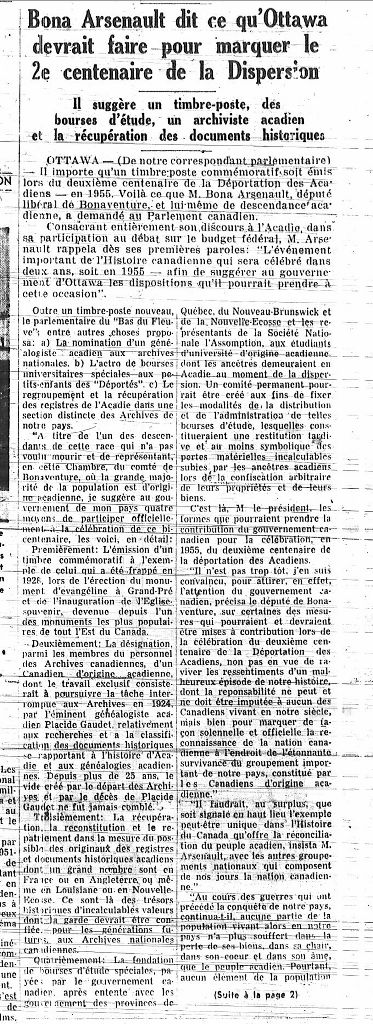Bona Arsenault's opinion on what Ottawa should do to mark the bicentennial of the Deportation