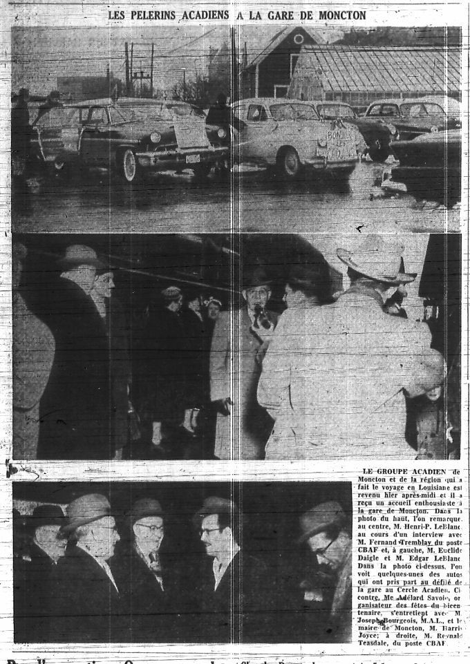 Acadian pilgrims at the Moncton train station