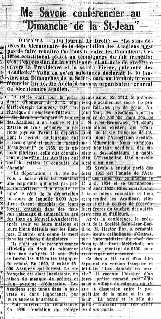 Adélard Savoie, Esq., lecturer at the "Dimanche de la Saint-Jean"