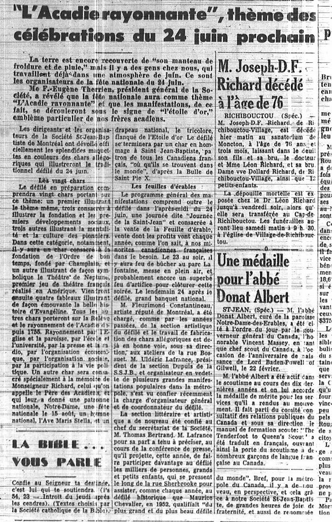 "L'Acadie rayonnante", theme of the June 24th celebrations